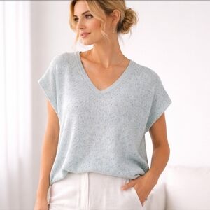 Amina Rubinacci Linen Sequin Knit Top Made in Italy Size 40